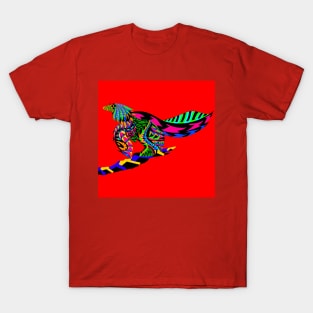 dino bird in magical pattern ecopop art T-Shirt